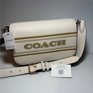 NWT Coach Leather Logan Messenger With Coach Stripe CH247 Chalk Multi
